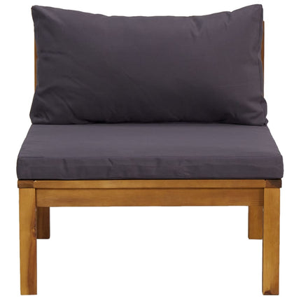 Set Divani da Giardino 2 pz con Cuscini Grigio Scuro in Acacia