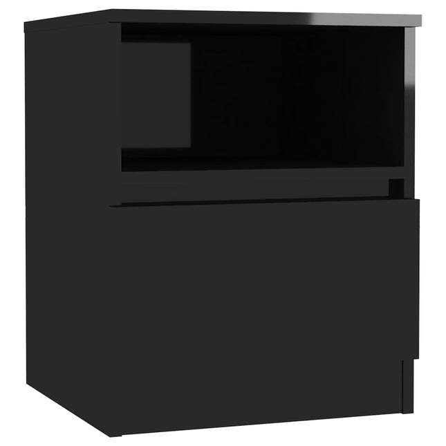 Comodino Nero Lucido 40x40x50 cm in Legno Multistrato