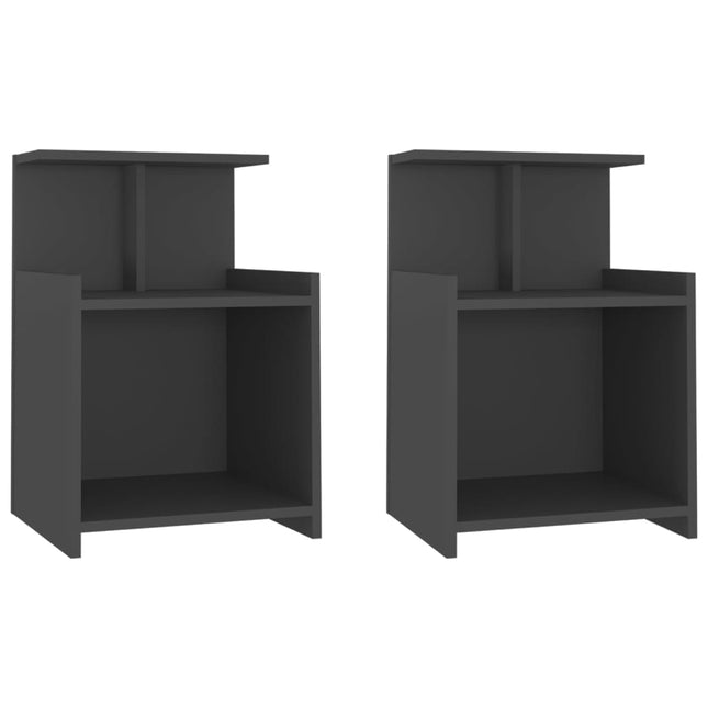 Comodini 2 pz Grigi 40x35x60 cm in Legno Multistrato
