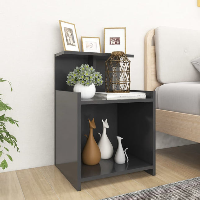 Comodini 2 pz Grigi 40x35x60 cm in Legno Multistrato