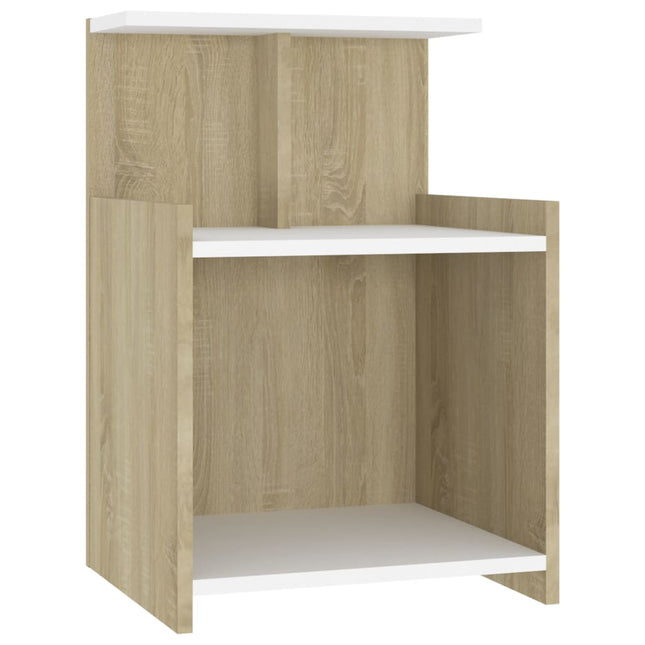 Comodino Bianco e Rovere Sonoma 40x35x60 cm Legno Multistrato