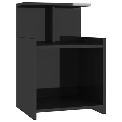 Comodino Nero Lucido 40x35x60 cm in Legno Multistrato