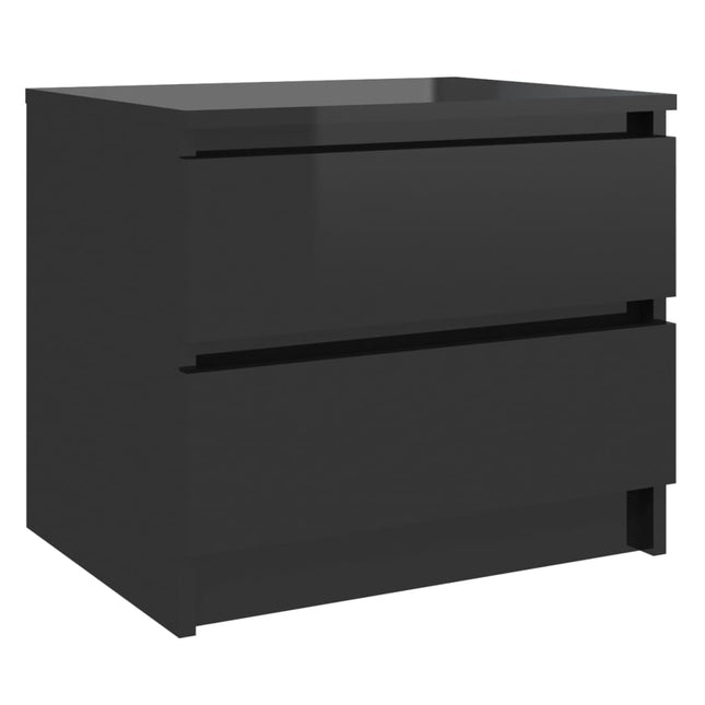 Comodino Nero Lucido 50x39x43,5 cm in Legno Multistrato