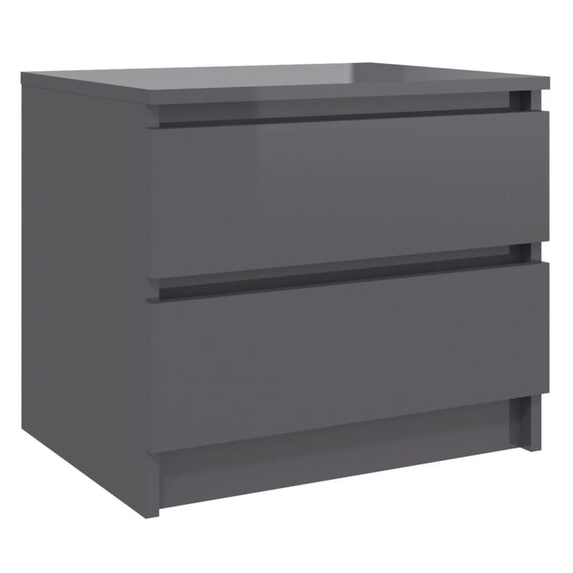 Comodino Grigio Lucido 50x39x43,5 cm in Legno Multistrato