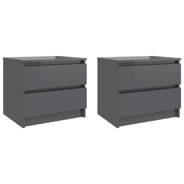 Comodini 2pz Grigio Lucido 50x39x43,5 cm in Legno Multistrato