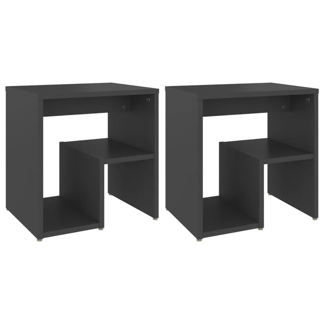 Comodini 2 pz Grigi 40x30x40 cm in Legno Multistrato