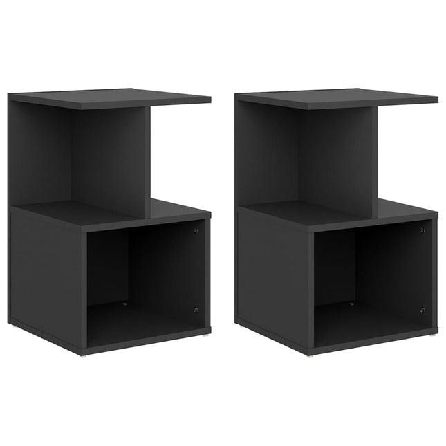 Comodini 2 pz Grigi 35x35x55 cm in Legno Multistrato