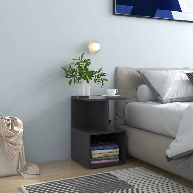 Comodini 2 pz Grigi 35x35x55 cm in Legno Multistrato