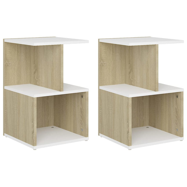 Comodini 2pz Bianco Rovere Sonoma 35x35x55cm Legno Multistrato