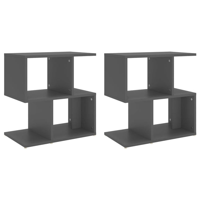 Comodini 2pz Grigi 50x30x51,5 cm in Legno Multistrato