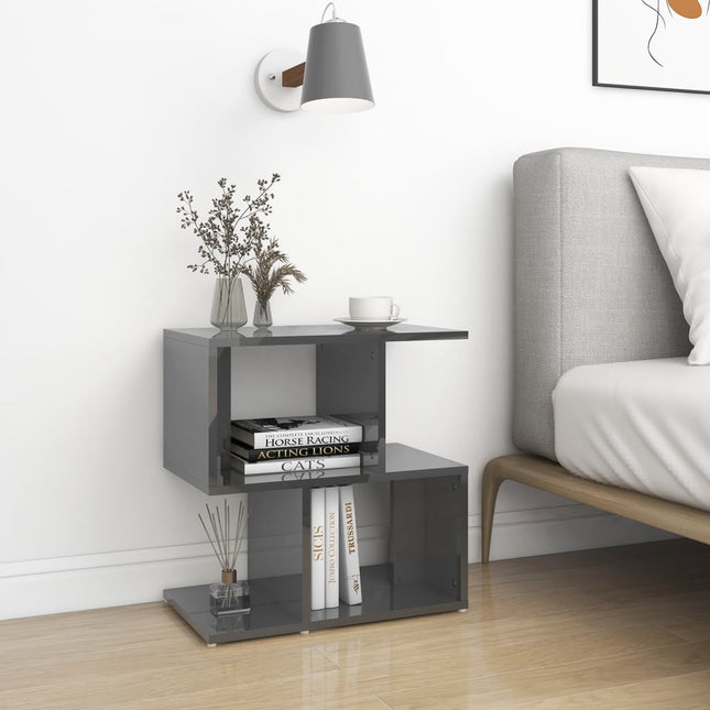 Comodino Grigio Lucido 50x30x51,5 cm in Legno Multistrato