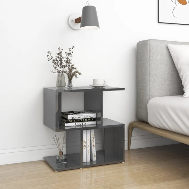 Comodini 2pz Grigio Lucido 50x30x51,5 cm in Legno Multistrato