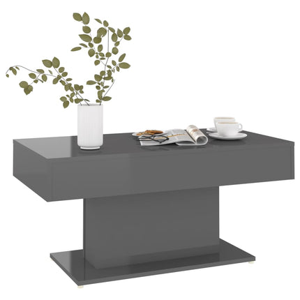 Tavolino da Salotto Grigio Lucido 96x50x45 cm Legno Multistrato