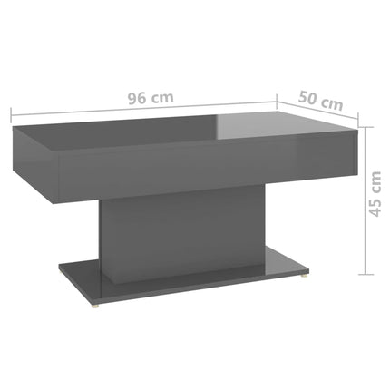 Tavolino da Salotto Grigio Lucido 96x50x45 cm Legno Multistrato