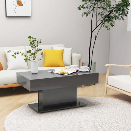 Tavolino da Salotto Grigio Lucido 96x50x45 cm Legno Multistrato