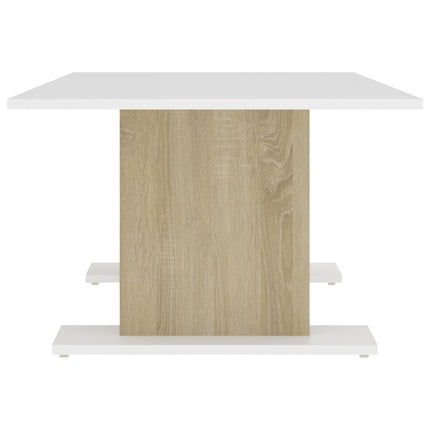 Tavolino Bianco e Rovere Sonoma 103,5x60x40cm Legno Multistrato