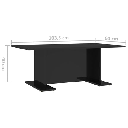 Tavolino da Salotto Nero Lucido 103,5x60x40cm Legno Multistrato