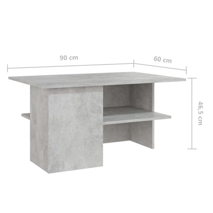 Tavolino Salotto Grigio Cemento 90x60x46,5 cm Legno Multistrato