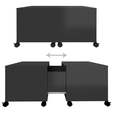 Tavolino da Salotto Nero Lucido 75x75x38 cm Legno Multistrato