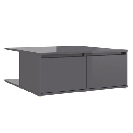 Tavolino da Salotto Grigio Lucido 80x80x31 cm Legno Multistrato