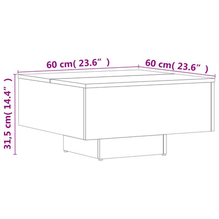 Tavolino da Salotto Bianco 60x60x31,5 cm in Legno Multistrato