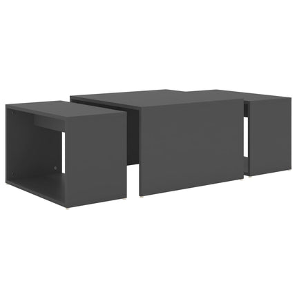 Set Tavolini Incastro Grigio 3pz 60x60x38 cm Legno Multistrato