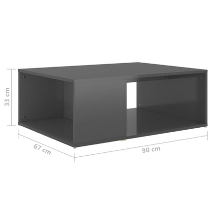 Tavolino da Salotto Grigio Lucido 90x67x33 cm Legno Multistrato