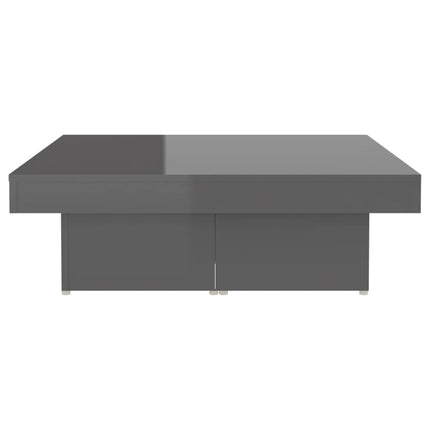 Tavolino da Salotto Grigio Lucido 90x90x28 cm Legno Multistrato