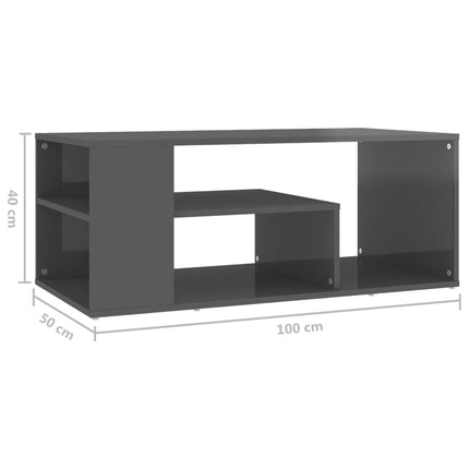 Tavolino da Salotto Grigio Lucido 100x50x40cm Legno Multistrato