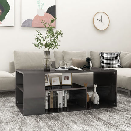 Tavolino da Salotto Grigio Lucido 100x50x40cm Legno Multistrato