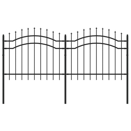 Recinzione da Giardino con Punta a Lancia Nera 140cm Acciaio