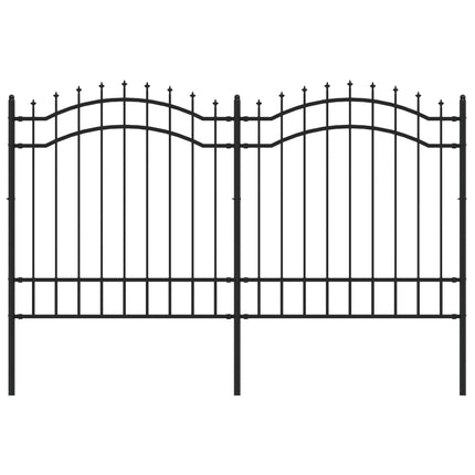 Recinzione da Giardino con Punta a Lancia Nera 165cm Acciaio