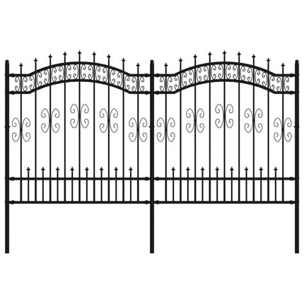 Recinzione da Giardino con Punta a Lancia Nera 165cm Acciaio