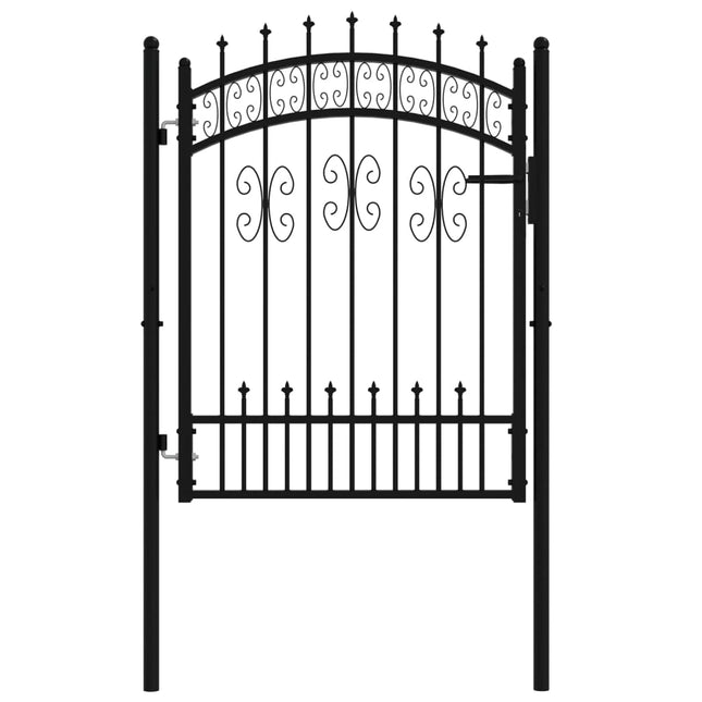 Recinzione Cancello con Punta a Lancia Nera 103x175cm Acciaio
