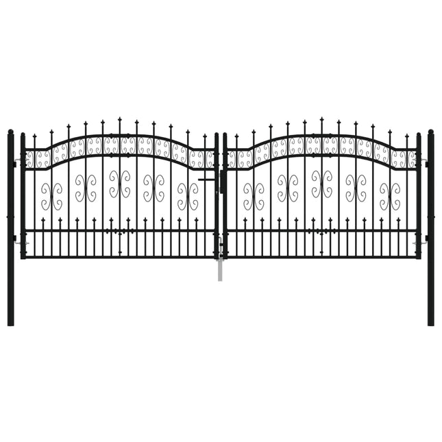 Recinzione Cancello con Punta a Lancia Nera 305x151cm Acciaio