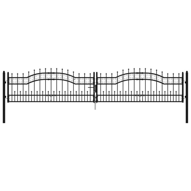 Recinzione Cancello con Punta a Lancia Nera 406x120cm Acciaio