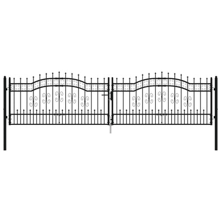 Recinzione Cancello con Punta a Lancia Nera 406x151cm Acciaio