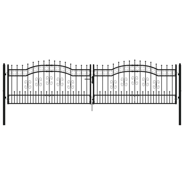 Recinzione Cancello con Punta a Lancia Nera 406x151cm Acciaio