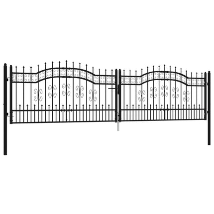 Recinzione Cancello con Punta a Lancia Nera 406x151cm Acciaio