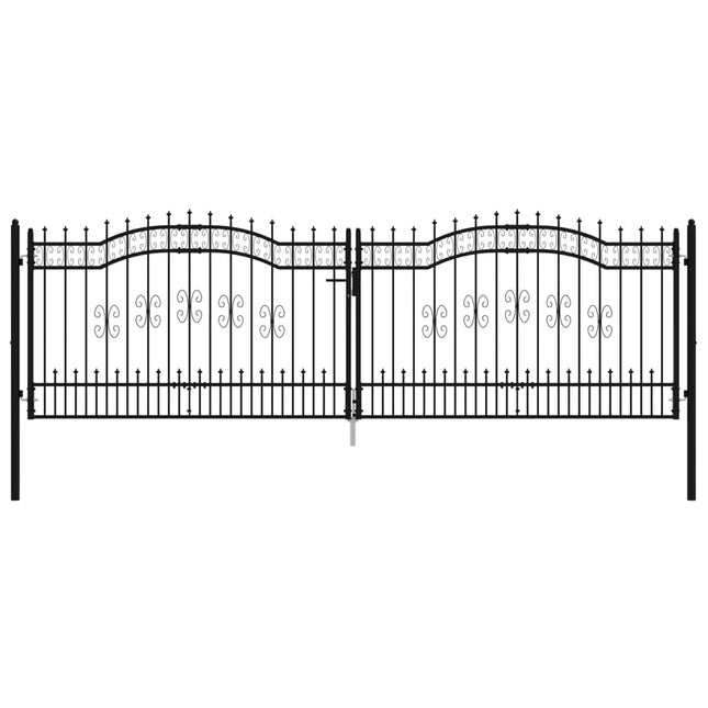 Recinzione Cancello con Punta a Lancia Nera 406x173cm Acciaio