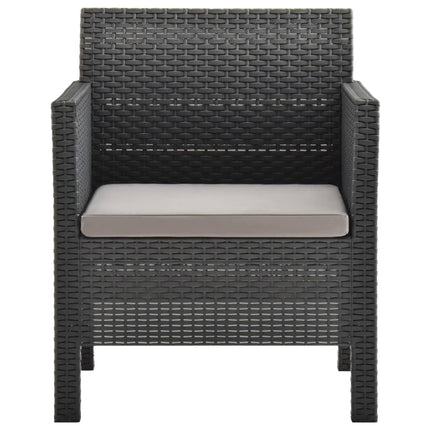 Set Divani da Giardino 3 pz con Cuscini in Rattan PP Antracite