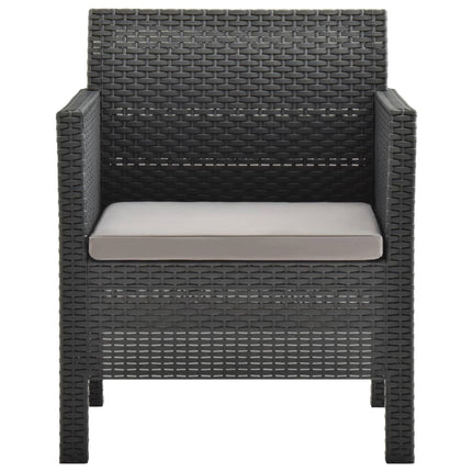 Set Divani da Giardino 3 pz con Cuscini in Rattan PP Antracite