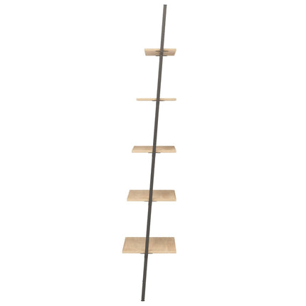 Scaffale Pendente 5 Ripiani Marrone Chiaro e Nero 64x34x185,5cm
