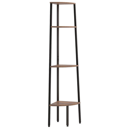 Scaffale Angolare 4 Livelli Marrone Scuro Nero 45,5x31,5x150cm