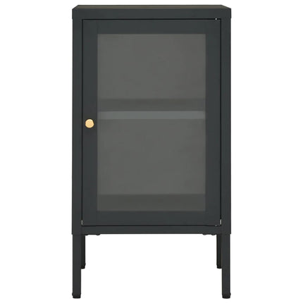 Credenza Antracite 38x35x70 cm in Acciaio e Vetro
