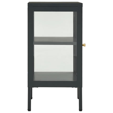 Credenza Antracite 38x35x70 cm in Acciaio e Vetro