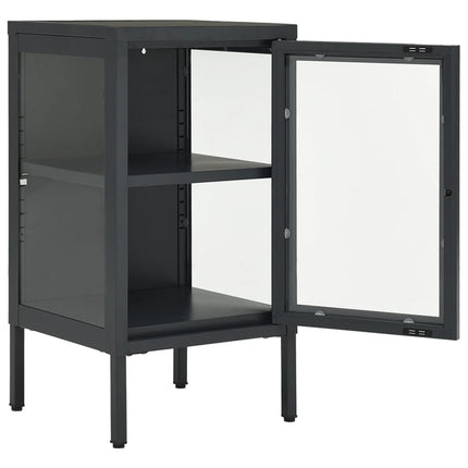 Credenza Antracite 38x35x70 cm in Acciaio e Vetro