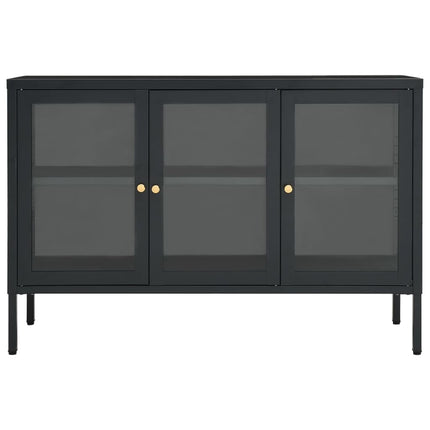 Credenza Antracite 105x35x70 cm in Acciaio e Vetro