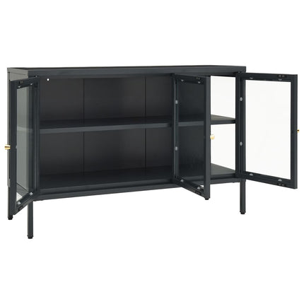 Credenza Antracite 105x35x70 cm in Acciaio e Vetro