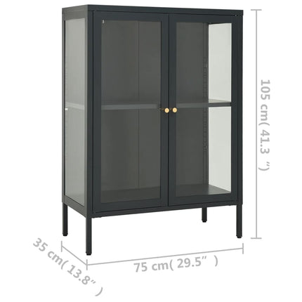 Credenza Antracite 75x35x105 cm in Acciaio e Vetro